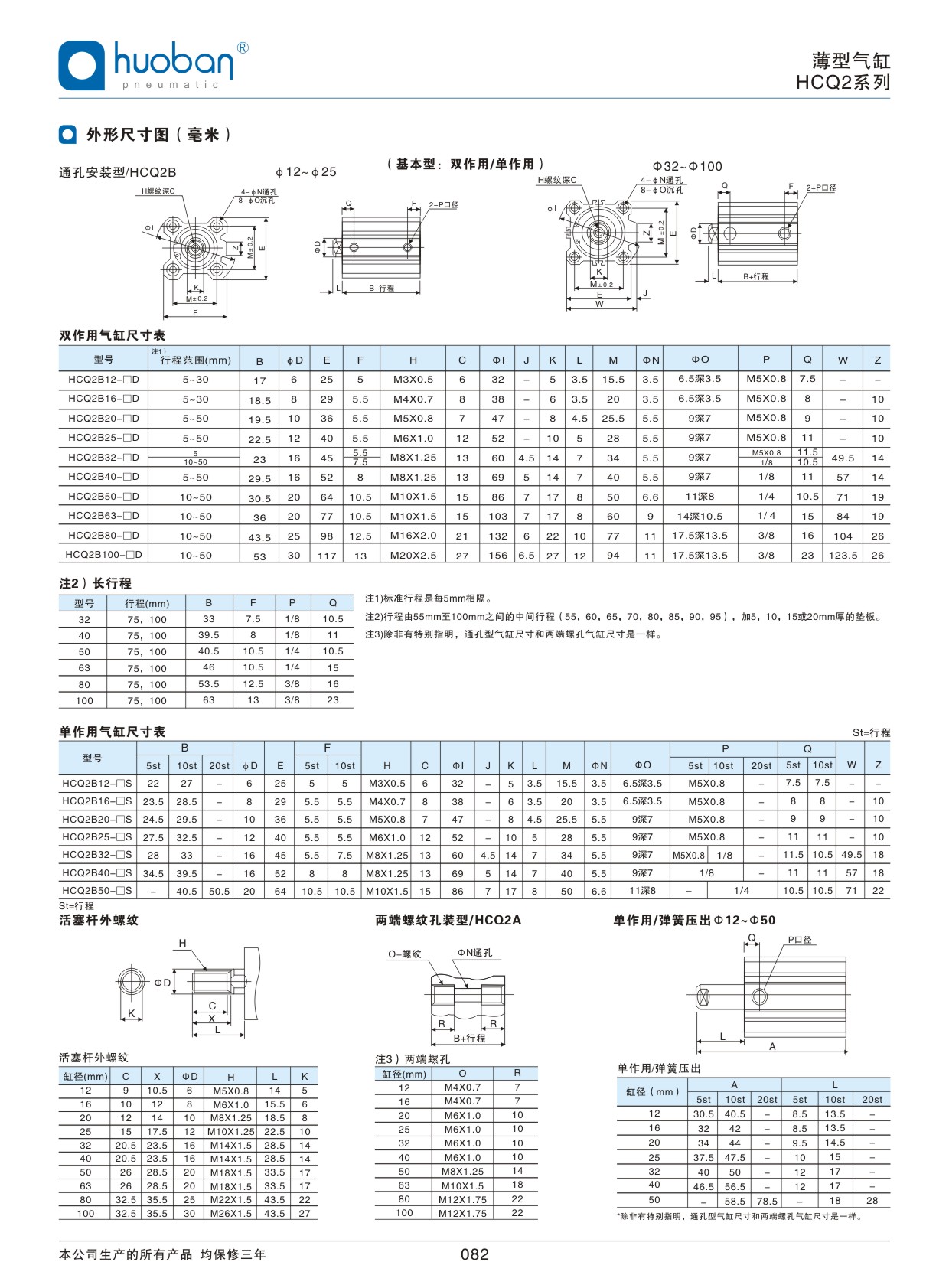 HCQ2薄型气缸，标准型